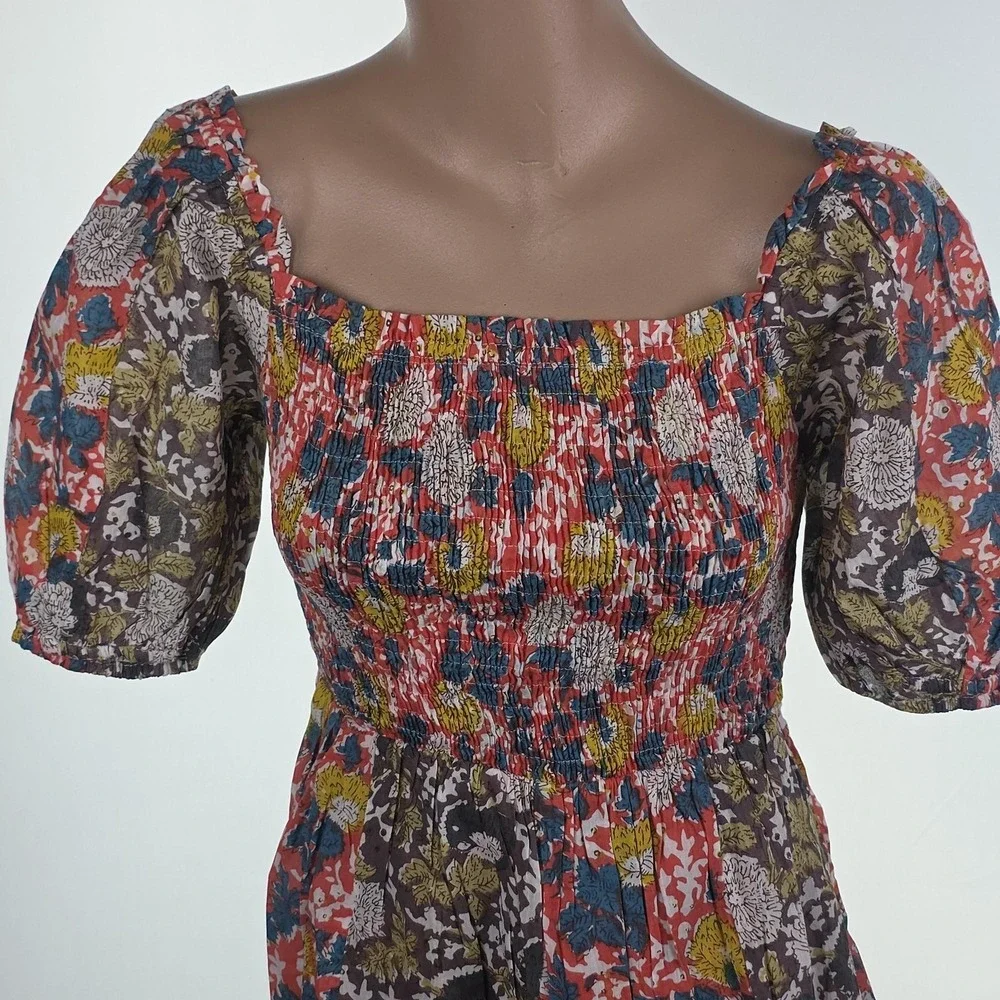 Velvet Graham &‎ Spencer Dress Womens S Multi Taria Floral Boho Smocked Cottage